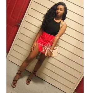 Missguided Red Latex Skirt w/ Zips